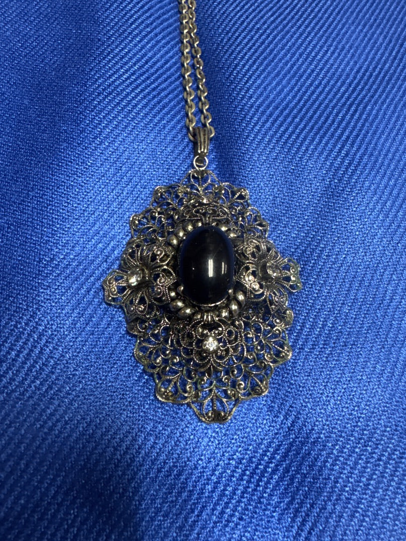 Ornamental Black Stone Necklace