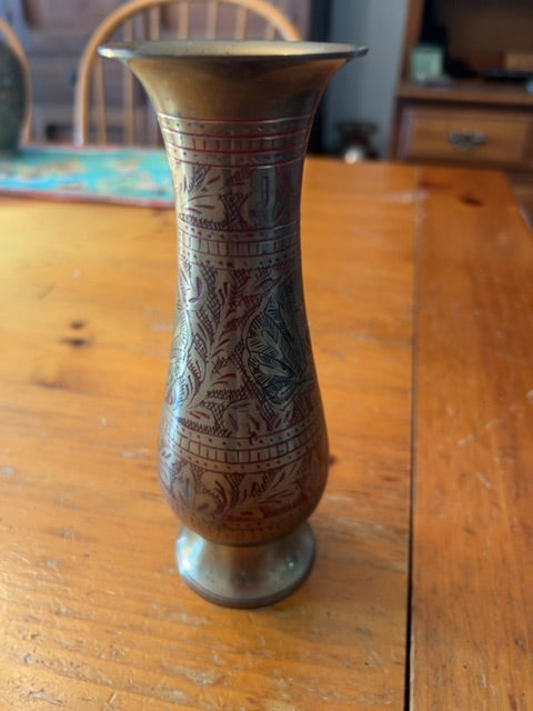 Vintage India Brass Bud Vase - 7.5"