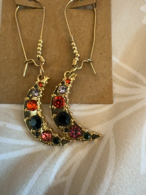 Half moon gold tone earrings