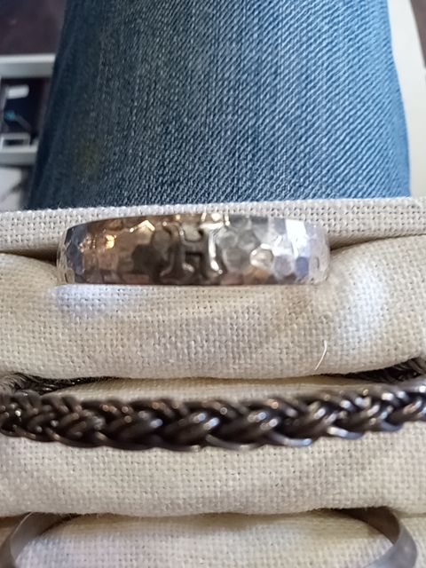 Tiny sterling "H" cuff