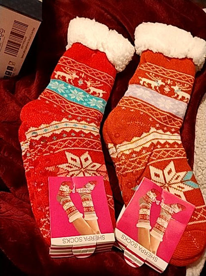 Multicolor  Sherpa Slipper Socks, 9-11