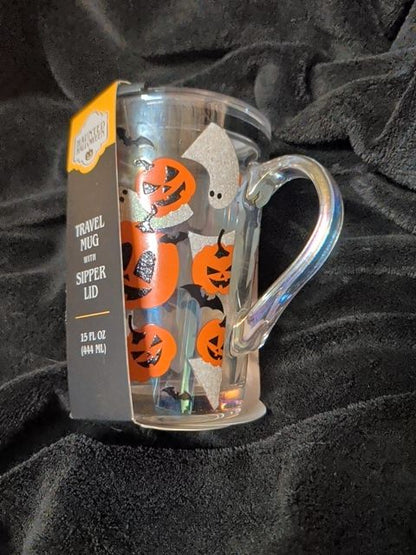 Glass Spooky Mug w/ travel lid