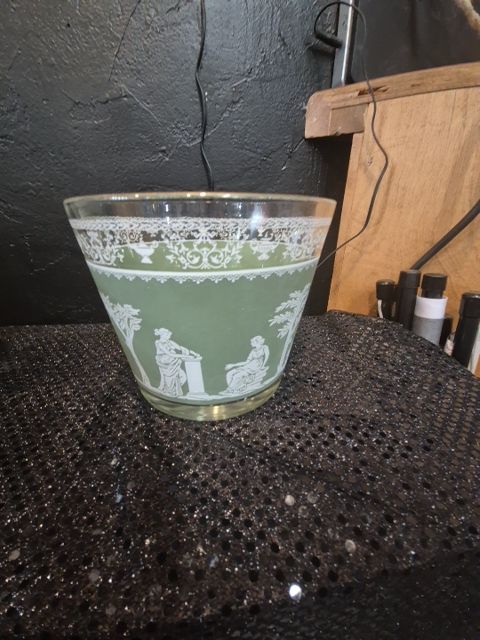 Green  Jeanette Hellenic Wedgewood Style Greek Ice Bucket, 6" x 5"