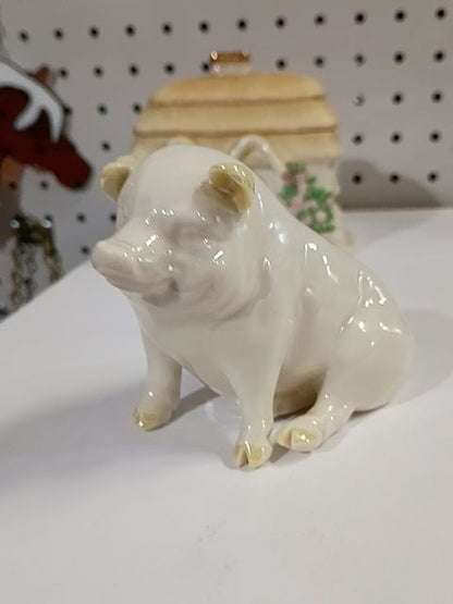 Belleek porcelain pig marked, Approx.3.5"