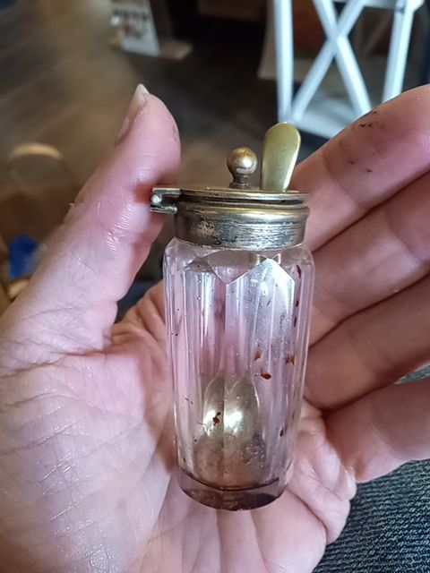Vintage condiment jar w/ spoon