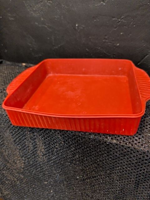 Red square silicone baking mold