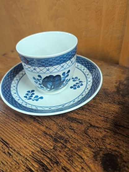 Royal Copenhagen Denmark Handpainted Tranquebar Blue Fajance Tea Cup & Saucer