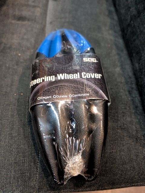 Brand New SEG Black & Blue Steering Wheel Cover Leather