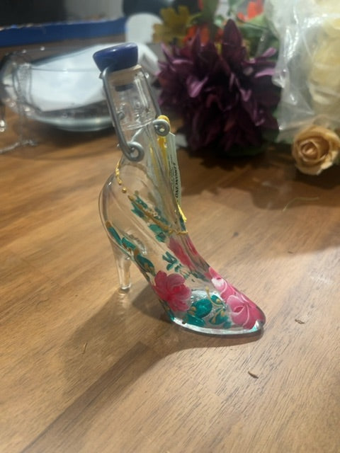 vintage glass high-heel shoe bottle