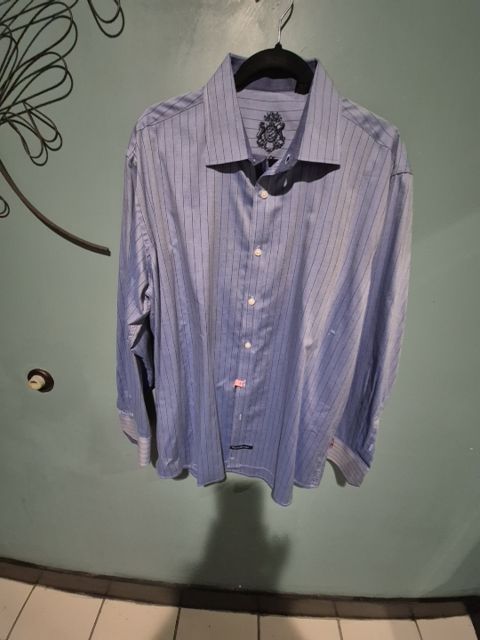 Blue Pin Strip English Laundry Casual Button Down Dress Shirt, 17 34/35