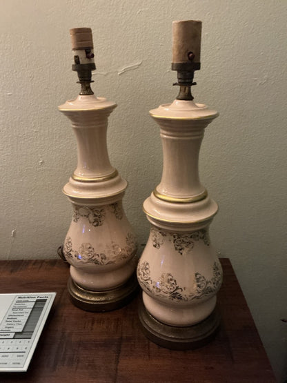 Pink Italy Gold Embellished Lamps, 17”