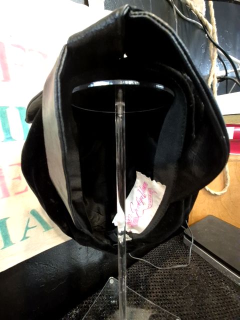 Black Evelyn Varson Exclusive Velvet Hat w/Leather Trim