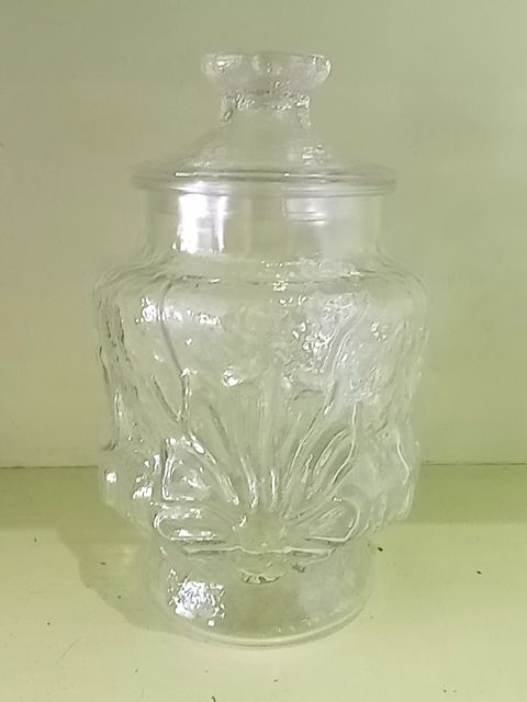 Clear Anchor Hocking "rainflower" canister, Medium