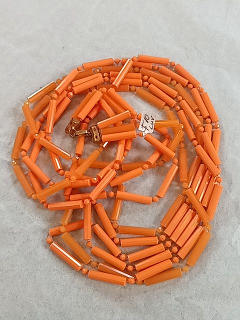 Orange  Long beaded multistrand necklace