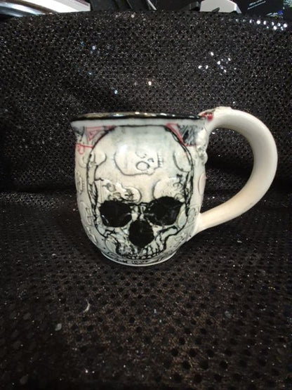 White  Skull Ceramic Mug, 4" × 4.5"