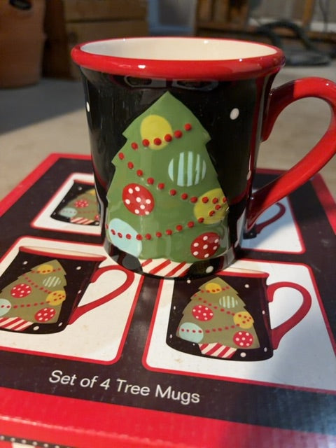 Christmas Tree Mugs Set of 4