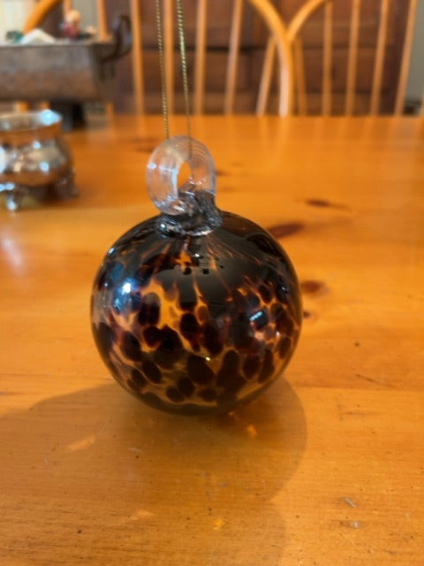 Hand-blown glass ball leopard, 3.5” diameter