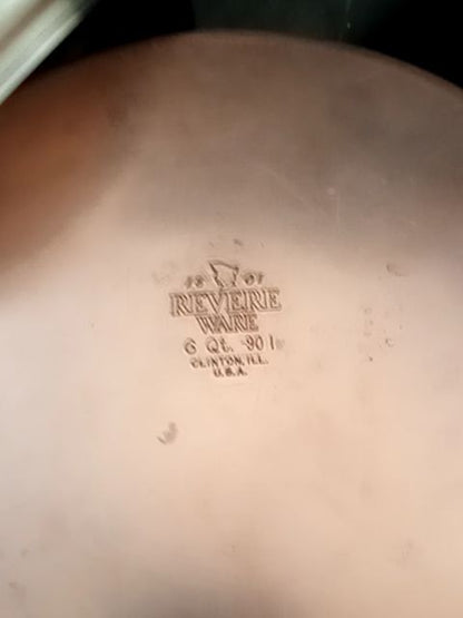 Revere Ware copper bottomed vintage 6qt pot w/lid