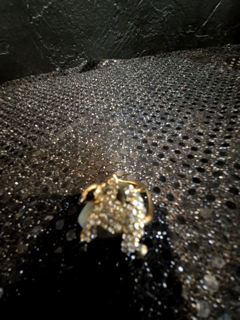 Goldtone  Monkey W/Rhinestones on a Stone, 1"