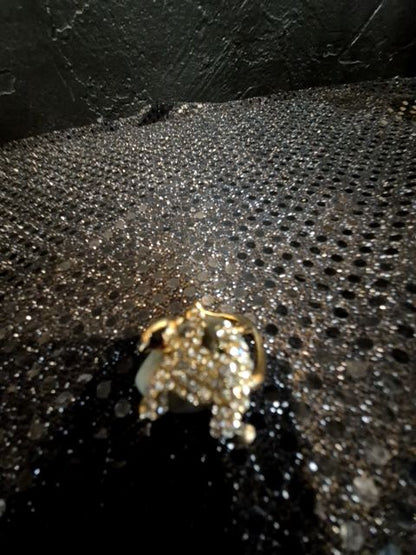 Goldtone  Monkey W/Rhinestones on a Stone, 1"