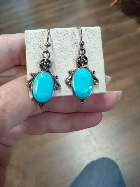 Sterling dangle and turquoise earrings