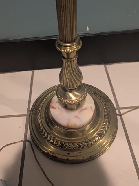 Vintage Brass Floor Lamp w/Marble Base, 52.5"