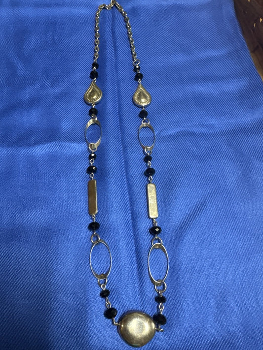 Silver-Tone & Black Necklace