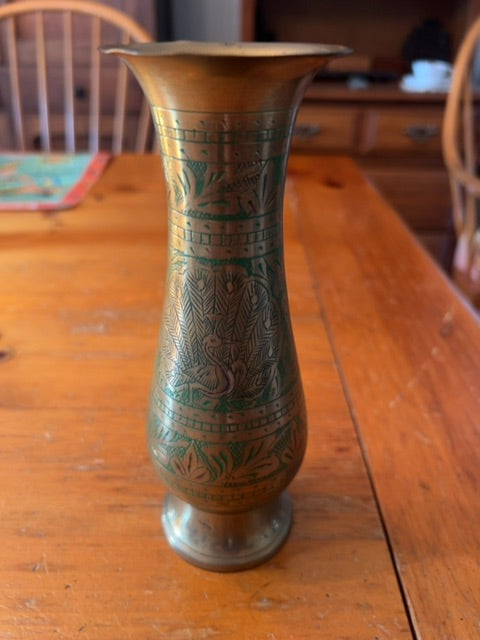 Vintage India Brass Bud Vase - 7.5"