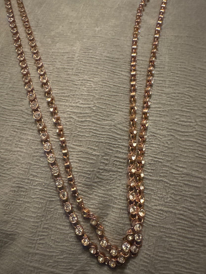 Rose-Gold Tone Rhinestone Necklace