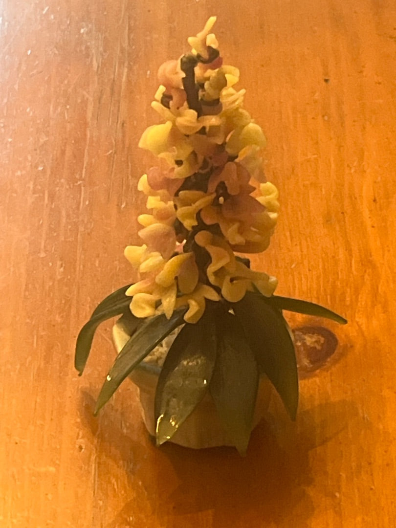 Handcrafted glass flower arrangement, 6” T