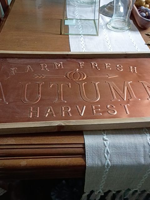14 x 26 tin/wood autumn wall hanging