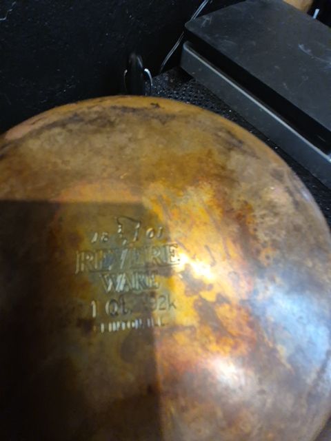 Rever Ware, Copper Bottom Pot, 1 Qt.
