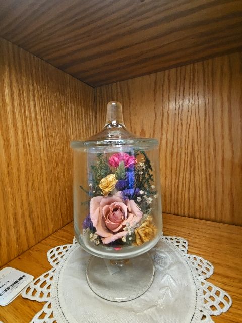 Vintage Apothecary Jar with Flowers