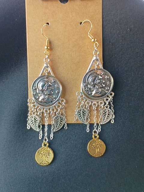 Silver and Gold Designs by Raven Dangle Hook Earings