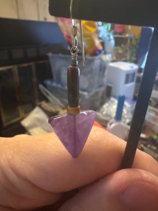 Triangular amethyst earrings