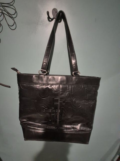Black Kenneth Cole Faux Leather Register to Tote Laptop Bag, 15.5" × 5.5" × 14"