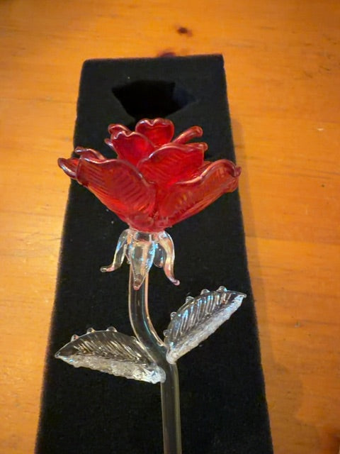 Vintage Waterford Crystal red rose