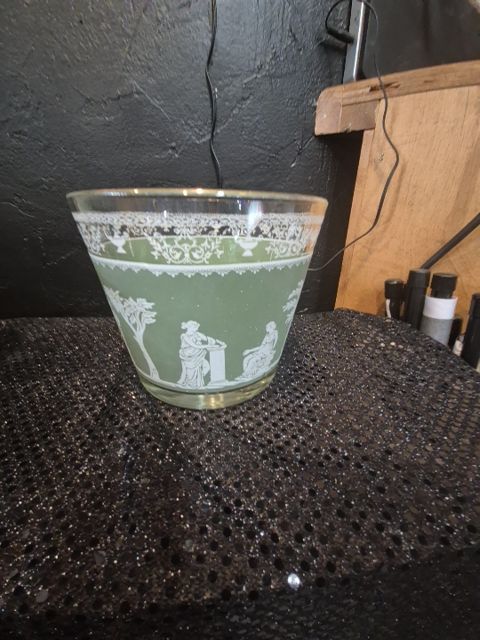 Green  Jeanette Hellenic Wedgewood Style Greek Ice Bucket, 6" x 5"