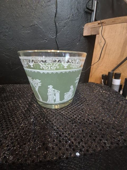 Green  Jeanette Hellenic Wedgewood Style Greek Ice Bucket, 6" x 5"