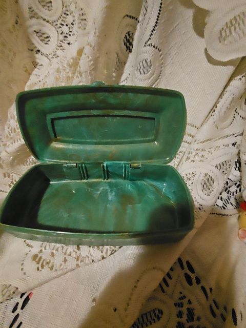 green/jade  celluloid dresser box