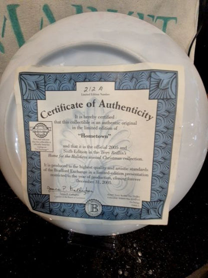 Silver Border Terry Redlin "Hometown" Home for the Holidays Collection Plate, 9.25"
