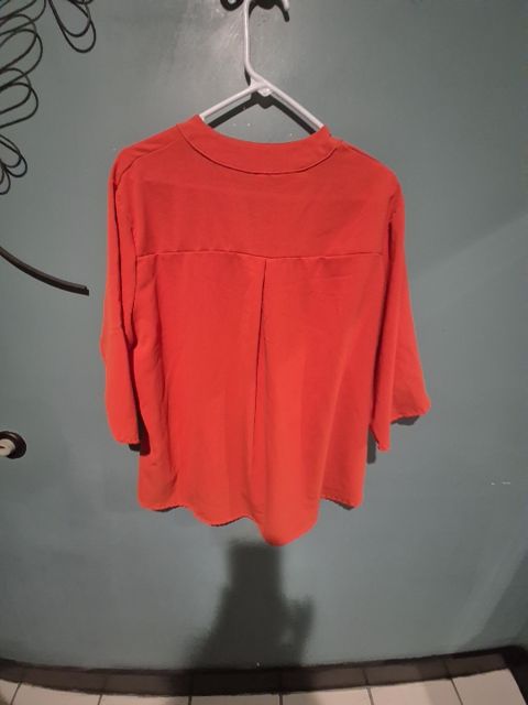 Orange  3/4 Sleeve Blouse, XXL