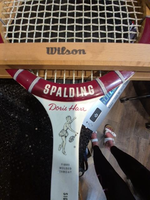 Vintage Spalding Doris Hart Tennis Racquet w/Press, 27"