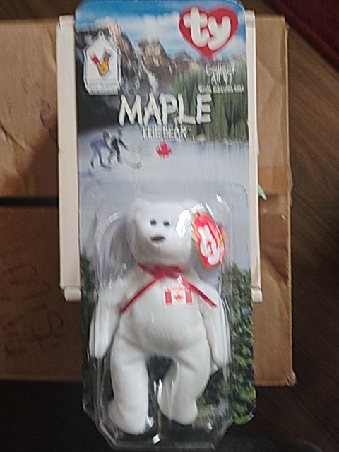 White and Red TY TY Maple Beanie