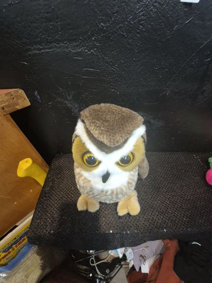 Brown & Tan  Great Horned Owl Plushie, 11"