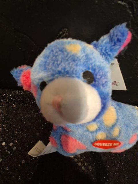 Blue w/Pink Hearts Zanies Silly Squad Lamb Squeeky Dog Toy, 6"