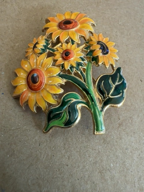 Sunflowers brooch