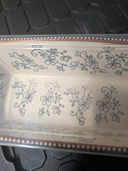 Black w/White Floral Pattern Temp-tations loaf Pan Bakeware w/Lid, 1 Qt.