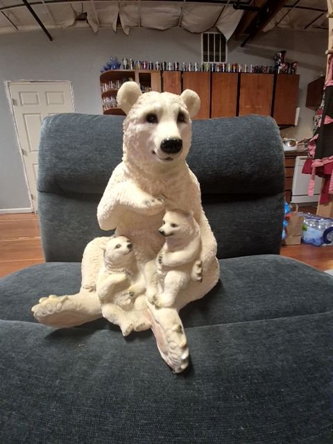 Polar Bear with Cubs Statue