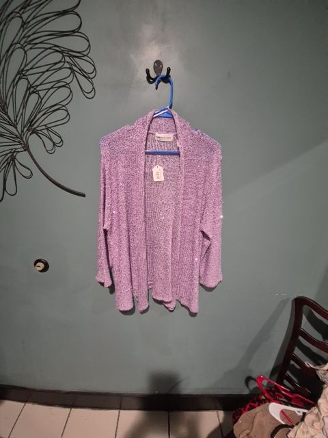 Lavender Alfred Dunner Open Cardigan w/ sequins